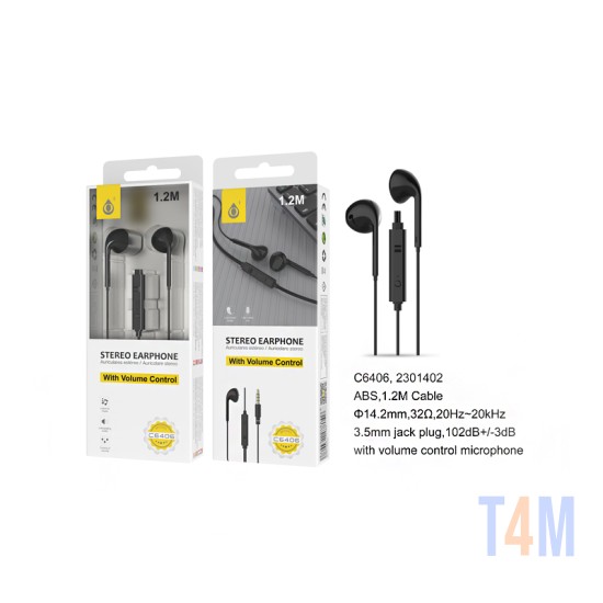 AURICULARES ONEPLUS C6406 NE COM MICRÓFONO 1.2M PRETO